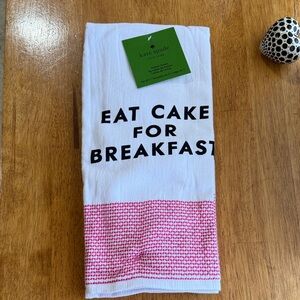 Kate Spade White Towel with Pink Pattern EAT CAKE FOR BREAKFAST NWT
